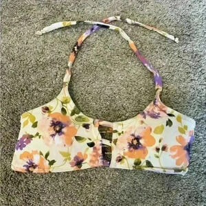 Midori Floral Bikini Top - Orange and Purple